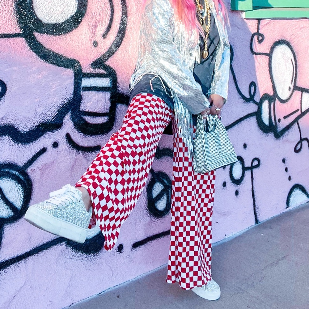 Wknd Chasers Red Checkered Pants